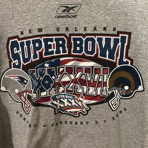Reebok New England Patriots vs St. Louis Rams Super Bowl 2002 Tee Men’s Size XL
